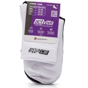 Kit Actvitta 3 Pares De Meias  Cano Médio Algodão Unissex - 4999.4 Sortido