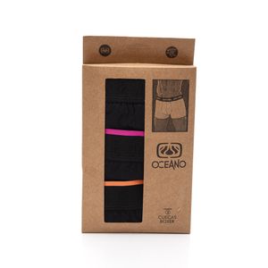 Kit 3 Cueca Boxer Oceano Filete Neon Masculino 44740 Preto