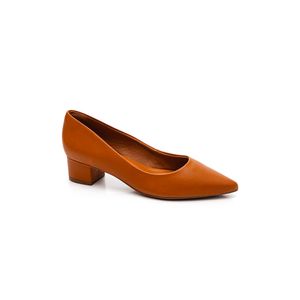 Sapato Bebecê Scarpin Feminino Salto Baixo Grosso T3626-819 Caramelo