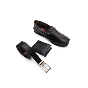 Kit West Line Mocassim, Carteira E Cinto Masculino Couro 1700 Preto