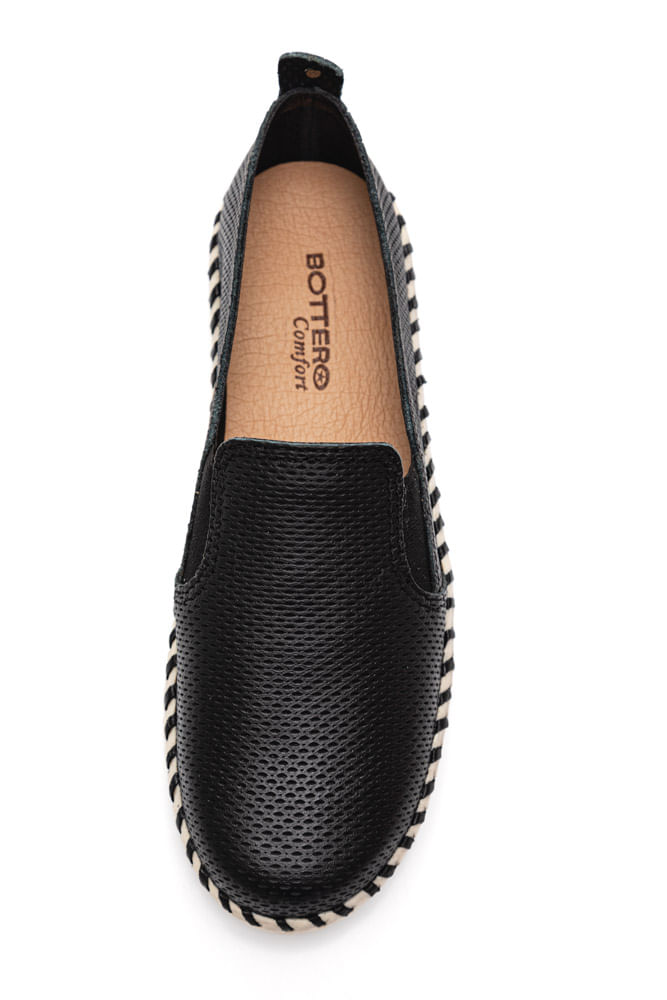 Tênis Slip On Bottero Couro Preto Elegância e Conforto
