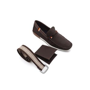 Kit West Line Sapato Mocassim Cinto E Carteira  Masculino 135799 Kit Marrom
