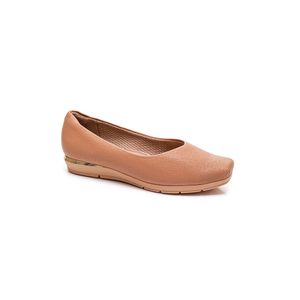 Sapato Piccadilly Salto Baixo Feminino Detalhe Dourado 147191 Bege