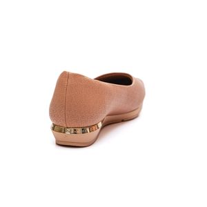 Sapato Piccadilly Salto Baixo Feminino Detalhe Dourado 147191 Bege