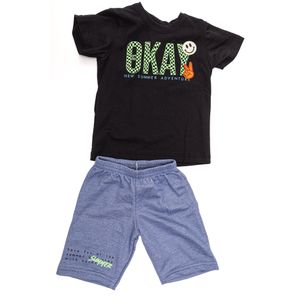 Conjunto Fiotty Infantil Menino Camiseta E Bermuda Summer 2531 Preto