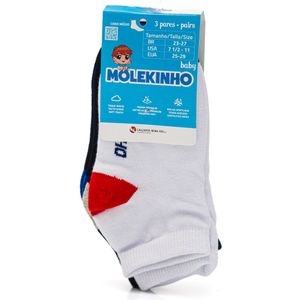 Kit 3 Meias Molekinho Cano Curto Infantil Menino  2199.1 Sortido