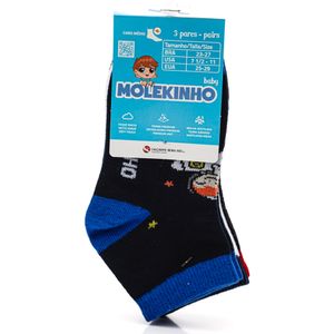 Kit De 3 Meias Molekinho Cano Curto Infantil Menino - 2199.1 Sortido