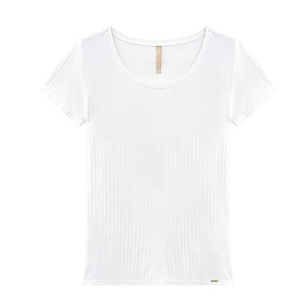 Blusa Lunender Básica Canelada Manga Curta Feminina 00400 Branco