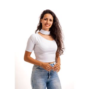 Blusa Lzt Yurian Feminina Decote Vazado Manga Curta 8052 Branco