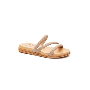 Chinelo Beira Rio Flat Papete Tiras Glitter 8488.108 Ouro