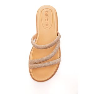 Chinelo Beira Rio Flat Papete Tiras Glitter 8488.108 Ouro