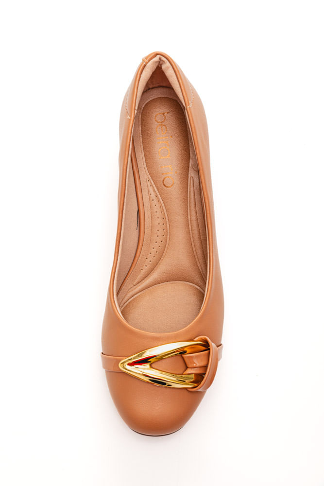 Sapato Beira Rio Salto Baixo Feminino Fivela Nude