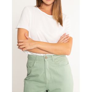 Blusa Lunender Feminina Manga Curta Viscose Bali 0047  Off-White