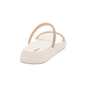 Chinelo Moleca Rasteira Feminina Strass 5469 Off-White