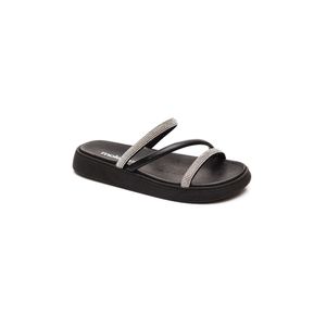 Chinelo Moleca Rasteira Feminina Strass 5469 Preto