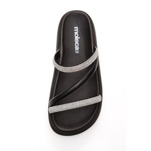 Chinelo Moleca Rasteira Feminina Strass 5469 Preto