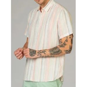Camisa Docthos Casual Masculina Manga Curta Listrada 604 649759 Branco