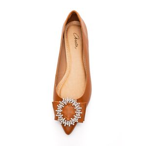 Sapatilha Areta Bico Fino Feminina Strass 222.203 Caramelo