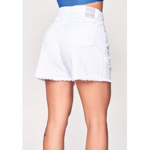 Short Jeans Max Denim Cós Alto Feminino 6180 Branco