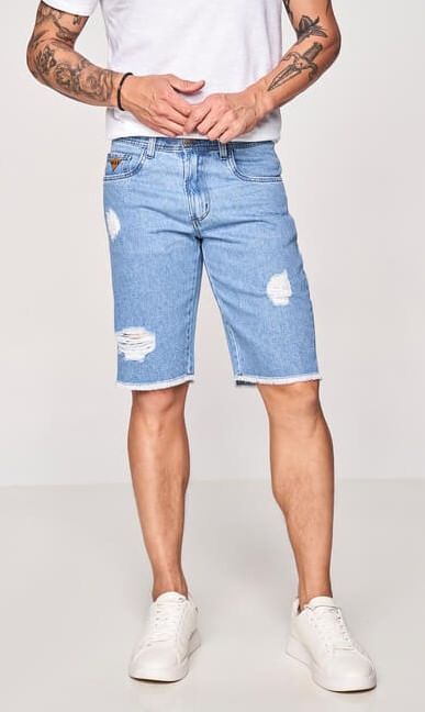Bermuda Jeans Max Denim Regular Premium Masculina 11566 Azul