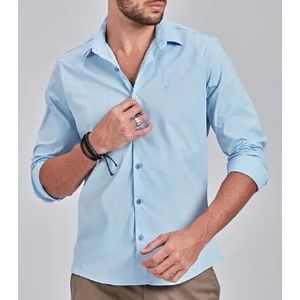 Camisa Docthos Masculina Manga Longa Slim Tricoline 119072 Azul Claro