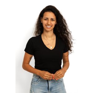 Cropped Chá De Mel Feminino Gola V Viscolycra 2327 Preto