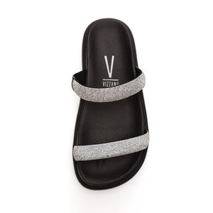 Chinelo Vizzano Rasteiro Feminino Strass 6459 Preto