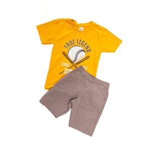 Conjunto Fenalu 2 Peças Infantil Menino Basebol 40783 Mostarda