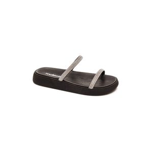 Chinelo Moleca Rasteira Feminina Strass 5469 Preto