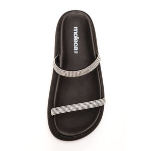 Chinelo Moleca Rasteira Feminina Strass 5469 Preto