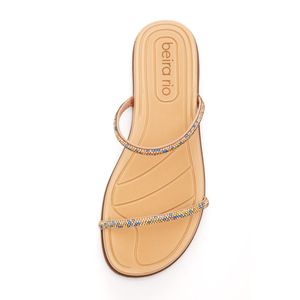 Chinelo Beira Rio Rasteira Feminina Tiras Com Strass 8507.106 Azul