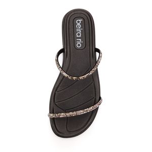 Chinelo Beira Rio Rasteira Feminina Tiras Com Strass 8507.106 Preto