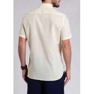 Camisa Docthos Manga Curta Slim Masculina Em Linho Misto 604 249368 Amarelo