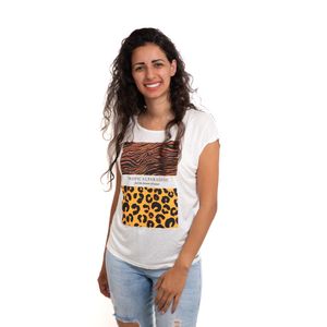 Camisa Pitt Feminina Manga Curta Slim Estampa 95510005  Off-White