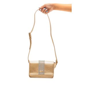 Bolsa Beira Rio Transversal Feminina Com Strass 80018.2 Ouro