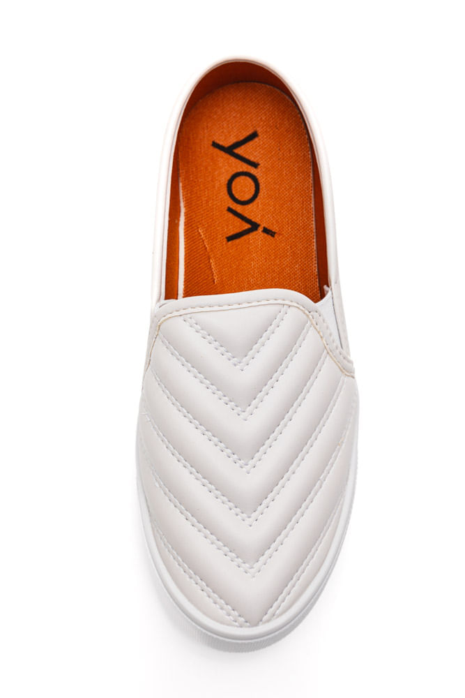 Tenis-Yoa-Slip-On-Feminino-Matelasse-L-Al488-Branco