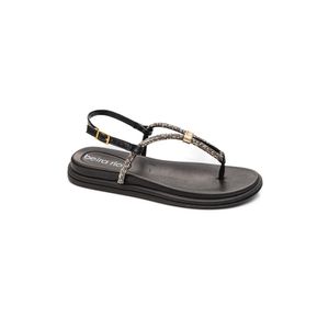 Sandalia Beira Rio Rasteira Feminina Strass 8513.109 Preto