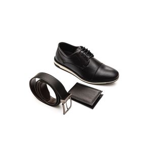 Kit West Line Sapato Cinto E Carteira  Masculino 14502 Pit Preto