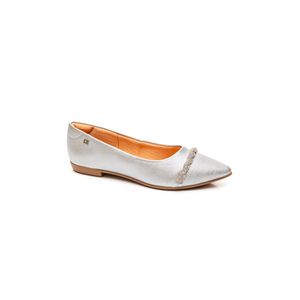 Sapatilha Santinelli Bico Fino Feminina Com Strass 1266-570-232 Prata