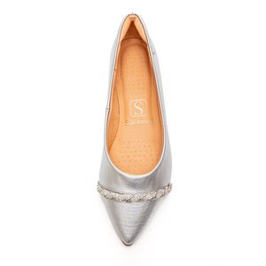 Sapatilha Santinelli Bico Fino Feminina Com Strass 1266-570-232 Prata