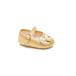Sapatilha Pimpolho Bebê Menina Laço 110014c Ouro