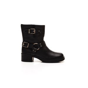 Bota Bottero Cano Baixo Feminina Couro Com Fivelas Nas Laterais - 361001 Preto