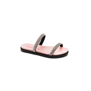 Chinelo Molekinha Rasteira Infantil Menina Strass 2312.255 Preto