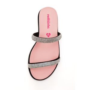 Chinelo Molekinha Rasteira Infantil Menina Strass 2312.255 Preto