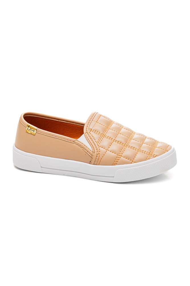 Tênis Yoa Casual Feminino Slip On Matelassê  L-Al468 Nude