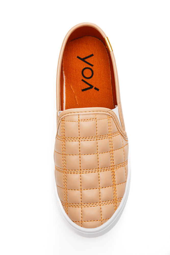 Tenis-Yoa-Casual-Feminino-Slip-On-Matelasse-L-Al468-Nude