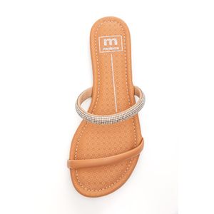 Chinelo Moleca Rasteira Feminina Strass 5429.443 Nude