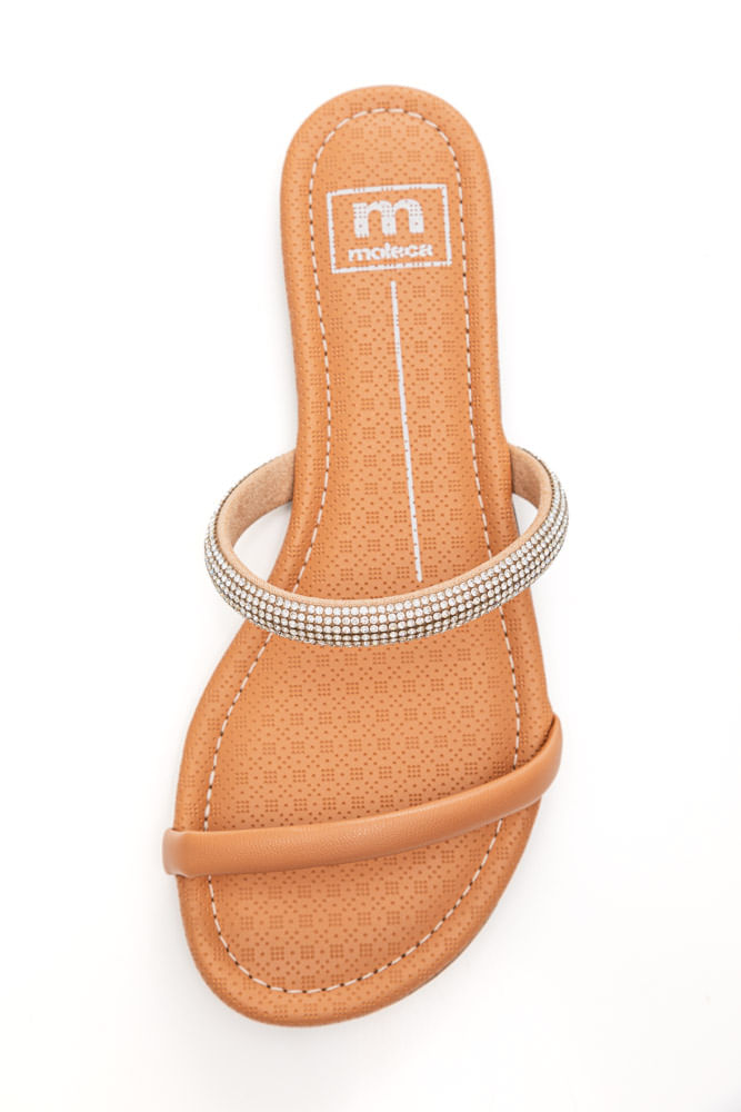 Chinelo Moleca Rasteira Feminina Strass 5429.443 Nude