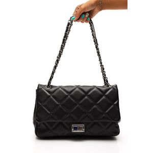 Bolsa Rhara Transversal Feminina Couro Com Alça De Corrente 1017 Preto