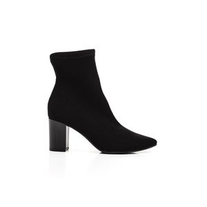Bota Via Marte  Cano Médio Feminina Salto Grosso Knit Malha  032-006 Preto